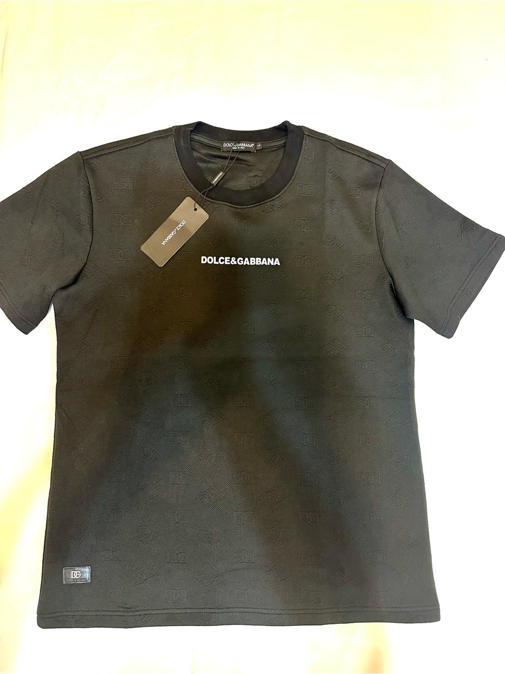 Dolce & Gabbana Black Crewneck Logo T-Shirt with Subtle Monogram